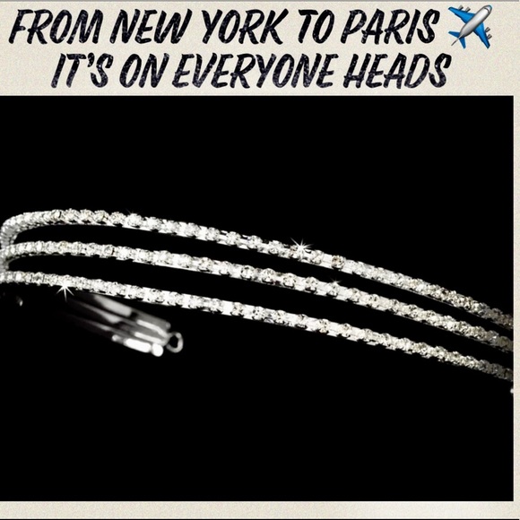 NWT Glamorous & Elegant Out-Wedding Triple Row Rhinestones Stunning Headband - Picture 4 of 11